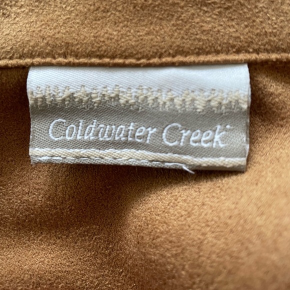 VINTAGE COLDWATER CREEK FAUX SUEDE JACKET/SHACKET, Camel Brown, See Measurements - Picture 11 of 14